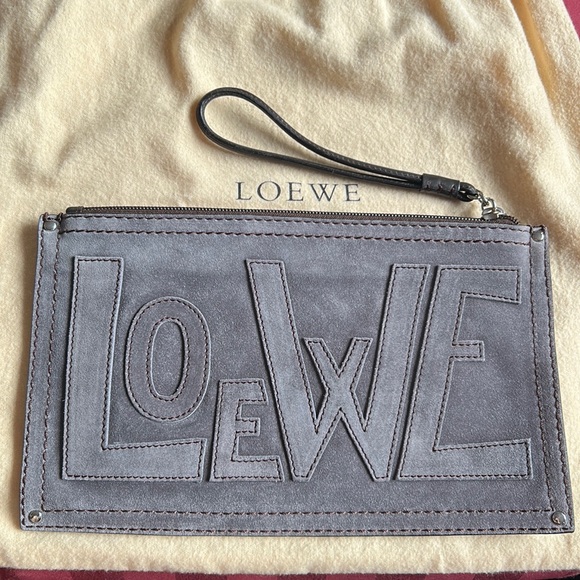Loewe Handbags - LOEWE EUC Anagram suede wristlet w/ DUST BAG